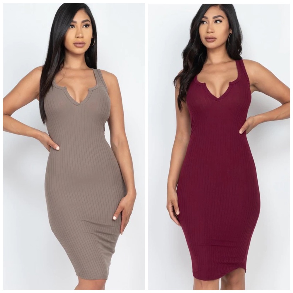 •Givin Me Body• Ribbed Midi Dress - Picture 2 of 4